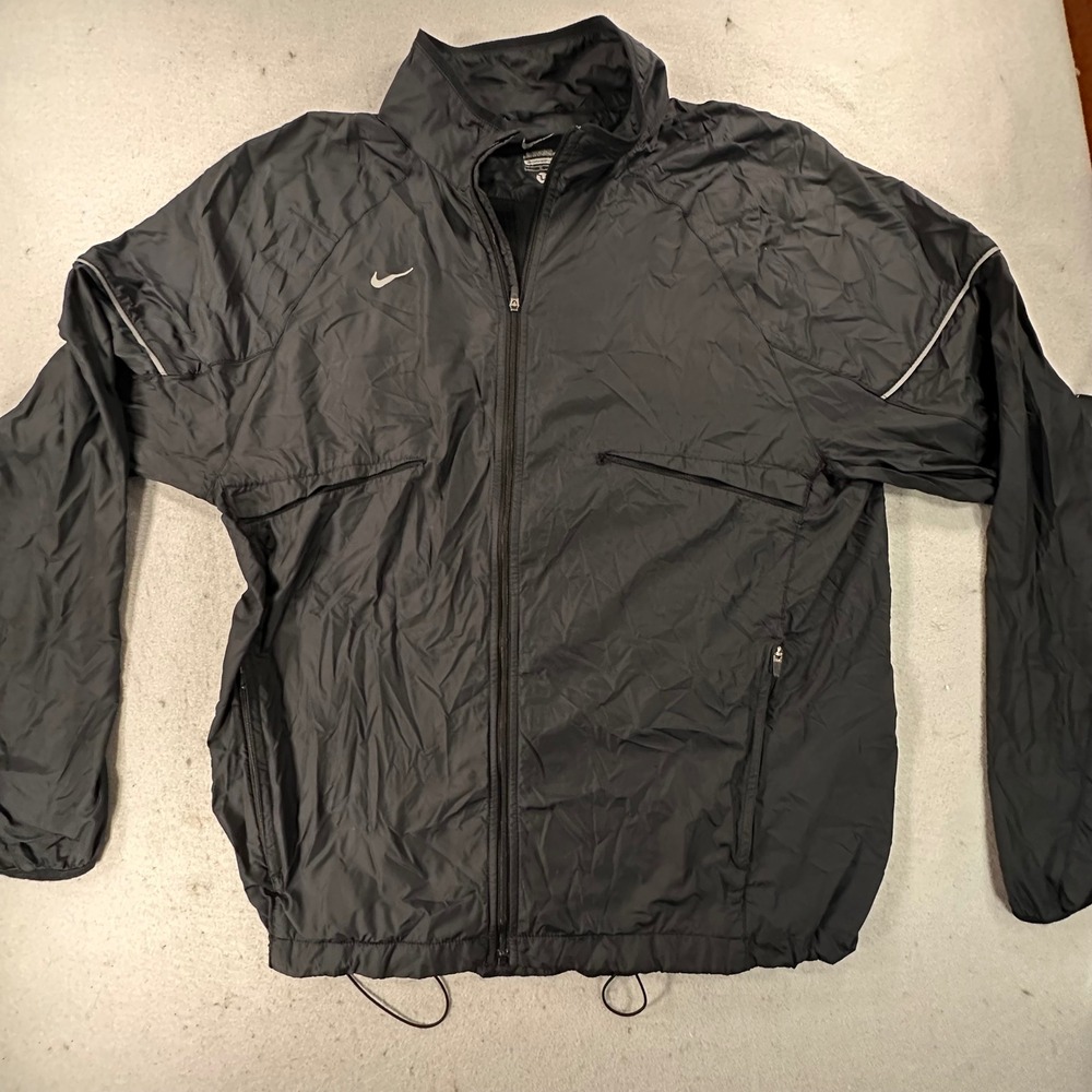 Nike Mens Black Windbreaker Jacket Basketball 23 Full Zip Mesh Lined Large